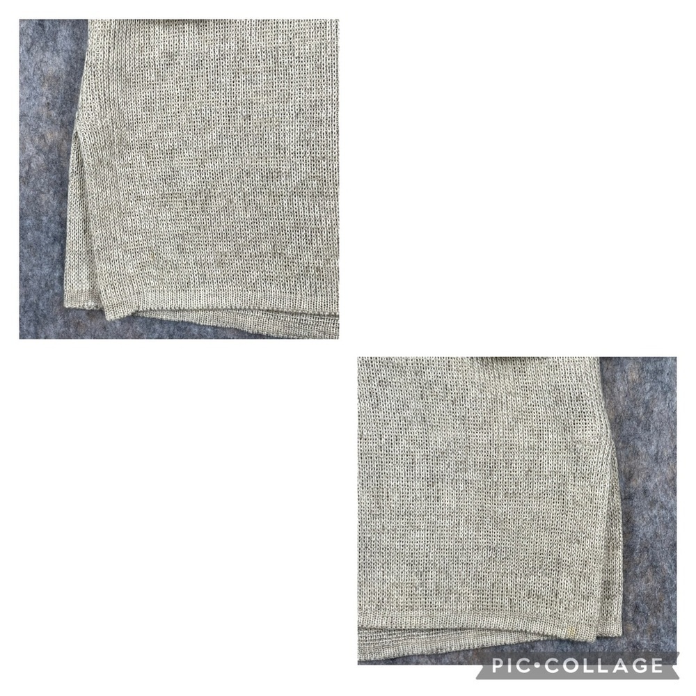 Horveit Beige Cotton Linen Knit 3/4 Button Up Coastal Grandma Tunic Sweater 3XL - Picture 7 of 15